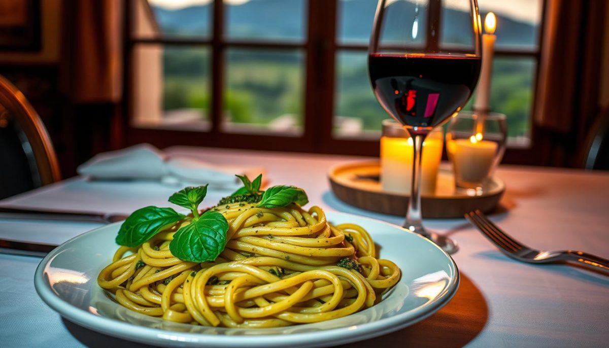 maridaje de vinos con pasta al pesto